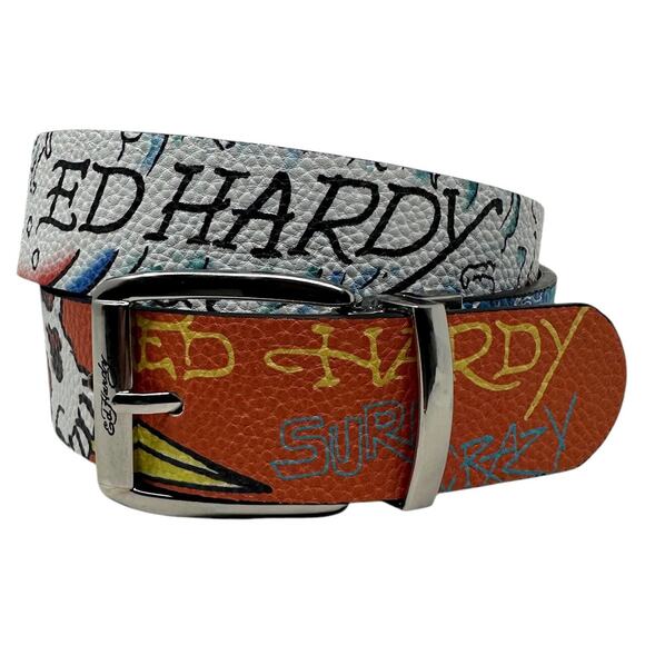 Ed Hardy Men's Surf Crazy Reversible Belt - Picture 1 of 5